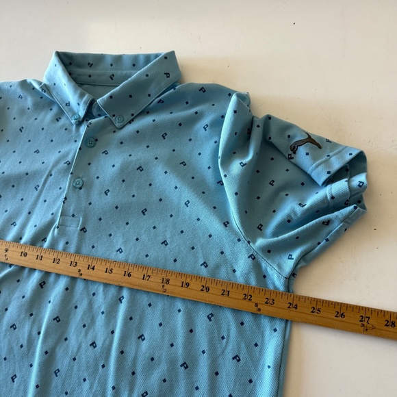 PUMA Golf Logo Argyle AOP Mint Blue Casual Collared Shirt Mens XL - Picture 5 of 6